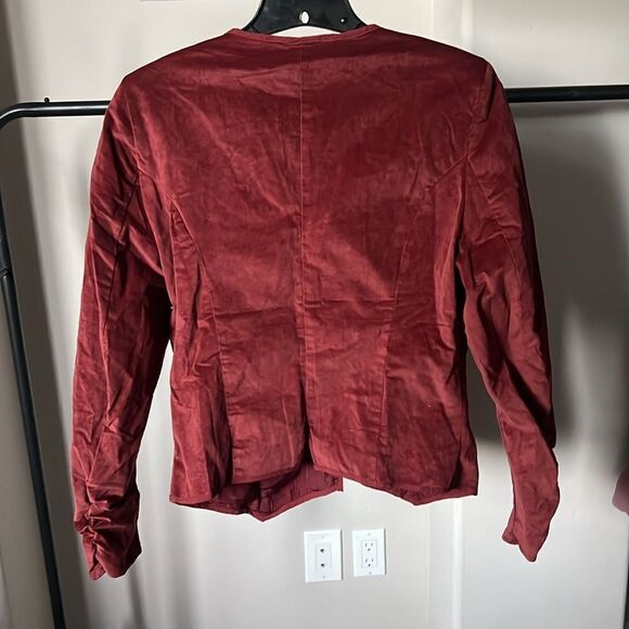 Free People Becky Stretch Velvet Jacket Red L - Picture 4 of 9